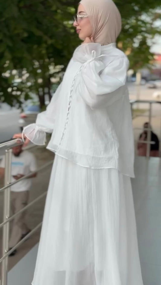 Buttons down shirt skirt turkish - Niraan.pk