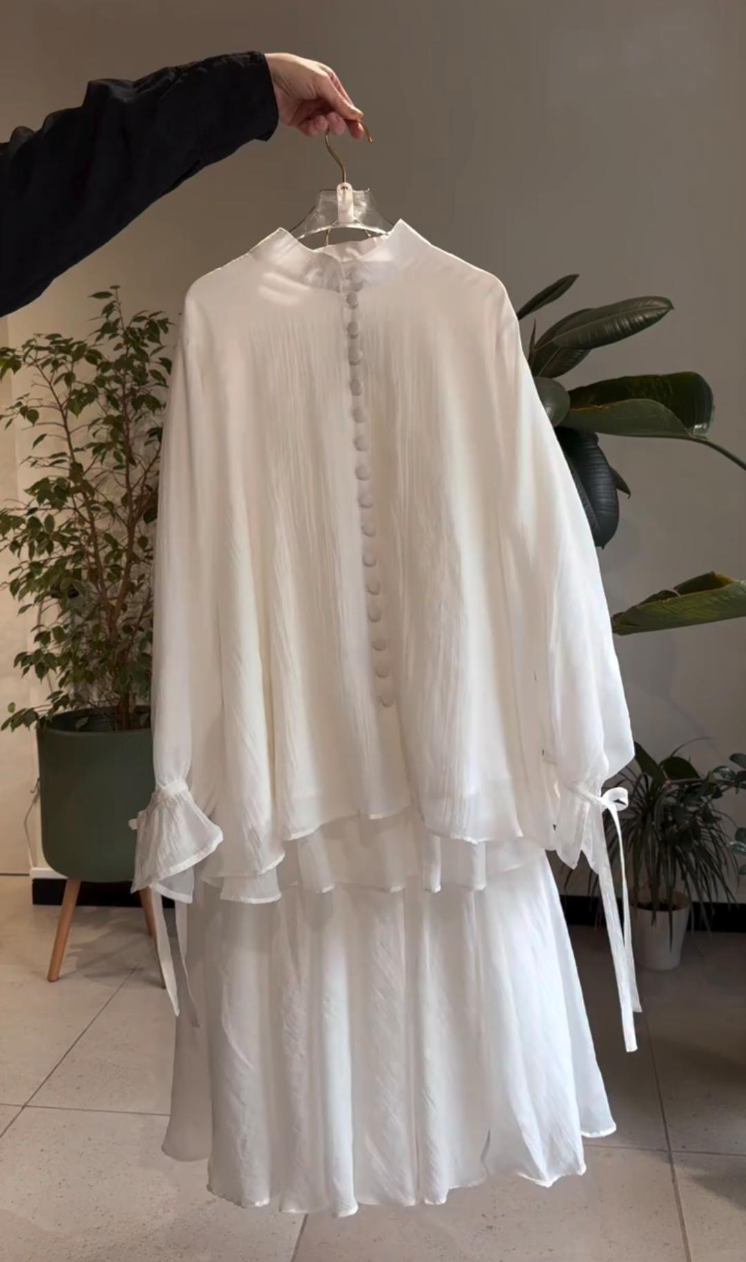 Buttons down shirt skirt turkish - Niraan.pk