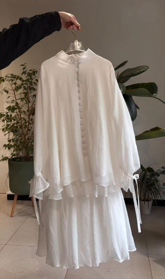 Buttons down shirt skirt turkish - Niraan.pk